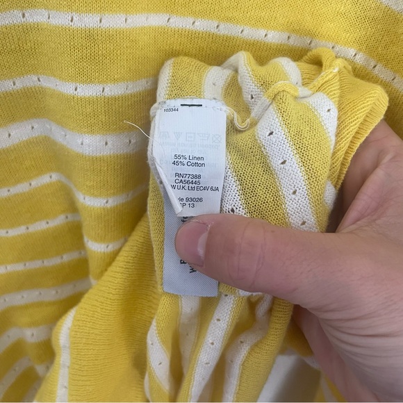 Madewell Yellow and White Striped Pullover Crewneck Studio Sweater Size Small - Picture 7 of 9